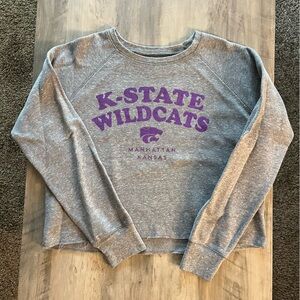 Pressbox K-State Wildcats Cropped Gray Sweatshirt Size Medium